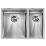 Lavello da Incasso 2 Vasche 63 x 45 cm Slim Acciaio Inox Satinato Vasca Grande a Sinistra FILORAGGIATO CM 012023.S0.01.2018 - 012023SCSSP