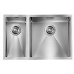 Lavello da Incasso 2 Vasche 69 x 45 cm Slim Acciaio Inox Satinato Vasca Grande a Destra FILORAGGIATO CM 012025.D0.01.2018 - 012025DCSSP