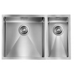 Lavello da Incasso 2 Vasche 69 x 45 cm Slim Acciaio Inox Satinato Vasca Grande a Sinistra FILORAGGIATO CM 012025.S0.01.2018 - 012025SCSSP