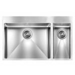 Lavello da Incasso 2 Vasche 81 x 50 cm Slim Acciaio Inox Satinato con Vasca grande a Sinistra e Fascia Miscelatore FILORAGGIATO MIX CM 012049.S2.01.2033 - 012049SCSSP