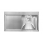 Lavello da Incasso 1 Vasca a Destra con Gocciolatoio 86 x 50 cm Slim Acciaio Inox Satinato con Fascia Miscelatore GLAMOUR MIX CM 012843.D2.01.2033 - 012843DCSSP