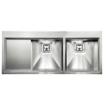 Lavello da Incasso 2 Vasche a Destra con Gocciolatoio 116 x 50 cm Slim Acciaio Inox Satinato con Fascia Miscelatore GLAMOUR MIX CM 012847.D3.01.2033 - 012847DCSSP