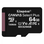 Scheda di memoria MicroSD 64GB CANVAS SELECT PLUS Con Adapter Kingston SDCS2