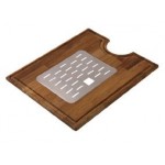 Tagliere in legno iroko con colabicchieri inox mm 335 x 380 per lavello CM 094054 XXXXX