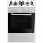 Cucina a Gas Forno Elettrico con Grill 4 Fuochi Capacita' 71 Litri Classe energetica A 60 cm Bianco Beko FSST62110 DW 