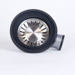 Piletta di scarico 3 1/2" con tappo e troppopieno per lavello corpo orizzontale Nero Franke 112.0049.415