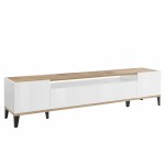 Mobile porta TV moderno vano cassetto 200x40 cm bianco lucido legno Made in Italy