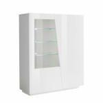 Libreria con vetrina moderna soggiorno salotto design bianco Made in Italy