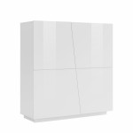 Madia mobile soggiorno cucina 120cm 2 ante 4 mensole bianco lucido Made in Italy