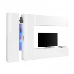 Parete attrezzata TV design moderno mobile bianco 2 armadi colore bianco laccato lucido Made in Italy