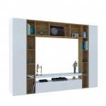Parete attrezzata bianca legno mobile porta TV armadi libreria colore bianco laccato lucido Made in Italy