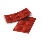Silikomart SF002 Stampo in Silicone da forno Semisfera Muffin diametro 70 mm altezza 35 mm Rosso