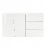 Credenza cassettiera design moderno 2 ante 3 cassetti colore bianco con finitura lucida Made in Italy