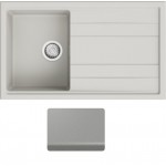 Lavello da Incasso 1 Vasca con gocciolatoio Reversibile 86 x 50 cm Sopratop Granitgem Grigio Quarzo CM OREGON 400200G02