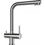 Miscelatore cucina tre vie per acqua filtrata, con canna interna separata Acciaio Inox PURA LINE VITUS SCHOCK 560000EDM