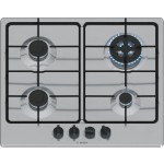 Bosch Serie 6 PGH6B5K80 Piano cottura da Incasso 60 cm 4 Fuochi gas Acciaio Inox griglie smaltate