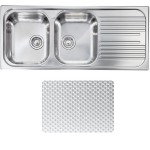Lavello da Incasso 2 Vasche con gocciolatoio a Destra 116 x 50 cm Sopratop Acciaio Inox antigraffio CM ATLANTIC 010597.S1.01.2016 - 010597 SCSSX