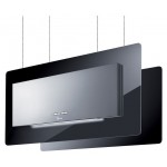 Baraldi TRISIA Cappa isola sospesa 90 x 43 cm - Inox e Vetro Nero - 800 m³/h - Pulsantiera Elettronica - Design Moderno con LED - 01TRSAP090STB80