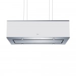 Baraldi DIADE Cappa isola sospesa 90 x 30 cm - Inox e Bianco - Aspirazione 800 m³/h - Pulsantiera - 01DIA090STW80