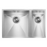 Lavello da Incasso 2 Vasche 67 x 45 cm Vasca Grande a Sinistra Slim Acciaio Inox satinato FILOQUADRA CM 011903.S0.01.2018 - 011903SCSSP