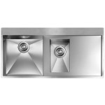 Lavello da Incasso 1 Vasca e vaschetta con gocciolatoio a Destra 100 x 50 cm Slim Acciaio Inox satinato con fascia miscelatore FILOQUADRA MIX 012962.S2.01.2033 - 012962SCSSP