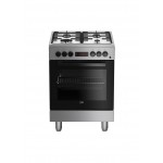 Cucina Libera Installazione 60 x 60 cm 4 Fuochi Gas con Forno Elettrico Multifunzione Inox Beko FSE62110DXF