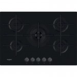 Piano Cottura da Incasso a Gas 75 cm 5 Fuochi Vetro temperato Nero Griglie in Ghisa Whirlpool GOWL 758/NB