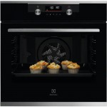 Forno da Incasso Multifunzione Elettrico 60 cm Pirolitico SteamBake Vapore Estetica Vetro Nero con Finiture Inox Antimpronta A+ Electrolux KODDP66X