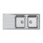 Lavello 2 Vasche con Gocciolatoio a Sinistra 1160 x 500 mm Acciaio Inox Finitura Spazzolato Elettra Foster 5812 061 - 5812061