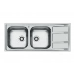 Lavello 2 Vasche con Gocciolatoio a Destra 1160 x 500 mm Acciaio Inox Finitura Spazzolato Serie FM Foster 1972 062 - 1972062