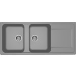 Elleci LG250048 Lavello da Incasso 2 vasche con gocciolatoio Reversibile 116 x 50 cm finitura Granitek Cemento 48 Life 500