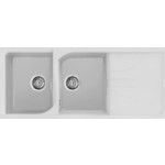 Elleci LGE50068 Lavello 2 vasche con gocciolatoio Reversibile Sopratop 116 x 50 cm finitura Granitek Matt Bianco 68 Ego 500