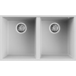 Elleci LGQ34068BSC Lavello da Incasso 2 Vasche Sottotop 77 x 46 cm finitura Granitek Matt Bianco 68 Quadra 340 SOTTOTOP