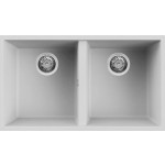 Elleci LGQ35068BSO Lavello da Incasso 2 Vasche Sottotop 760 x 435 mm finitura Granitek Matt Bianco 68 Quadra 350 SOTTOTOP