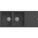 Elleci LGU50059 Lavello 2 vasche con gocciolatoio Reversibile Sopratop 116 x 50 cm finitura Granitek Classic Antracite 59 Unico 500