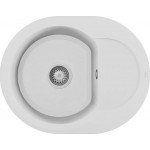 Lavello 1 vasca Tonda con gocciolatoio Reversibile Sopratop 600 x 470 mm finitura Granitek Matt Bianco 68 Easy 600 Round Elleci LGYR6068