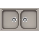 Lavello incasso 2 Vasche sopratop - sottotop 86 x 50 cm CRISTALITE Grigio Tortora LITHOS N200 SCHOCK LITN200A42N