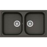 Lavello incasso 2 Vasche sopratop - sottotop 86 x 50 cm CRISTALITE Asphalt LITHOS N200 SCHOCK LITN200A43N