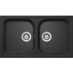 Lavello incasso 2 Vasche sopratop - sottotop 86 x 50 cm CRISTALITE Antracite LITHOS N200 SCHOCK LITN200A51N