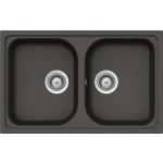 Lavello incasso 2 Vasche sopratop - sottotop 79 x 50 cm CRISTALITE Asphalt LITHOS N200S SCHOCK LITN200SA43N