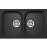 Lavello incasso 2 Vasche sopratop - sottotop 79 x 50 cm CRISTALITE Antracite LITHOS N200S SCHOCK LITN200SA51N
