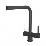 Elleci MGKTOU40 Miscelatore Filtrante monocomando Cucina con canna girevole Tourmaline finitura Granitek Matt Nero 40 