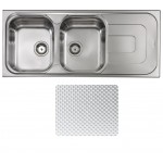 Lavello da Incasso 2 Vasche con gocciolatoio a Destra 116 x 50 cm Sopratop Acciaio Inox antigraffio CM PIZZICA 011397.S1.01.2016 - 011397 SCSSX