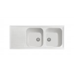 Plados PL1162-58 Lavello 2 Vasche con Gocciolatoio Reversibile Serie Atlantic 116-20 finitura 58 ULTRAGRANIT BIANCO LATTE