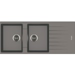 Lavello da Incasso 2 Vasche con Gocciolatoio Reversibile 116 x 50 cm Granito Alluminio Serie Pietra Plus Apell PTPL1162AL 