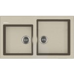 Lavello da Incasso 2 Vasche con Vasca Grande a Destra 86 x 50 cm Granito Avena Serie Pietra Plus Apell PTPL862GO