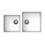 Lavello da Incasso 2 Vasche con Vasca Grande a Destra 86 x 50 cm Granito Bianco Serie Pietra Plus Apell PTPL862GW 