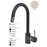 Plados PUNTOBPEX-94 Miscelatore cucina monocomando con canna tubolare e bocchetta estraibil Avena Nemo finitura 94 MICROULTRAGRANIT AVENA 