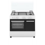 Cucina Libera installazione 90 x 60 cm con Coperchio Forno a Gas 4 Fuochi Gas Griglie Smaltate colore Bianco Ducati SD490GWE