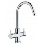 Miscelatore Cucina 4 vie a doppio comando per acqua filtrata naturale e frizzante fredda Cromato AQUAPURA 4 VIE SCHOCK SXPUR480